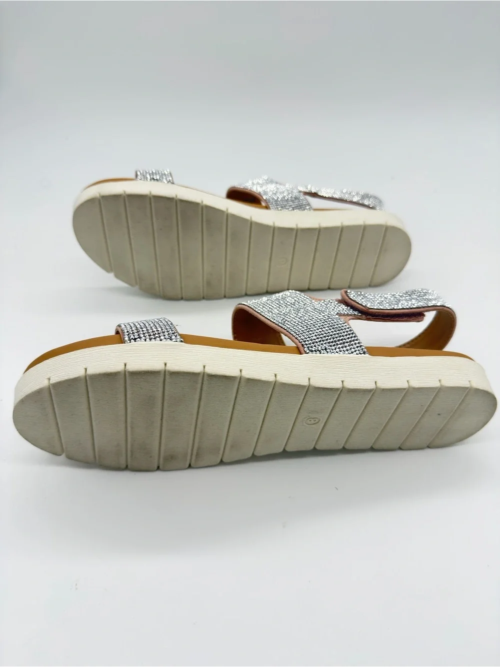 Wild Pair Silver Crystal Two-Band Slingback Sandal